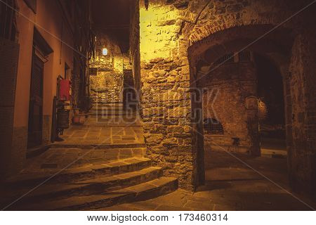 Walking Around Porto Venere Village at Night. Portovenere Architecture Liguria Italy.