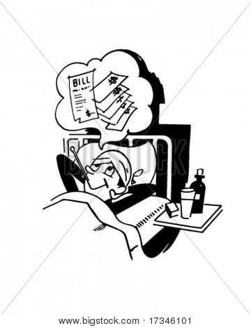Man In Hospital - Retro Clip Art