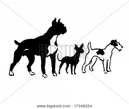 Três raças de cães - Retro Clip-Art