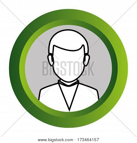 color frame with monochrome contour of faceless half body man formal outfit vector illustration