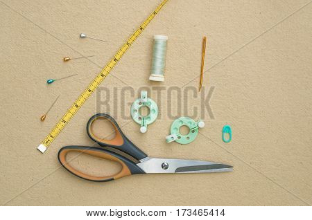 Basic Knitting Tools Flat Lay