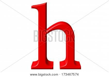 Lowercase Letter H, Isolated On White, With Clipping Path, 3D Illustration