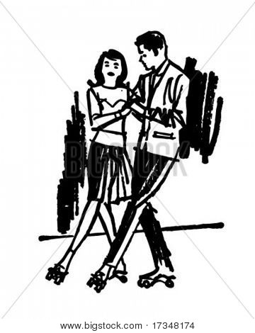 Rollerskaters 2 - Retro Clipart Illustration
