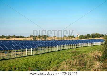 Solar panels on the field - Photovoltaic power plant
