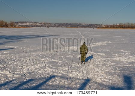 Man Skiing.
