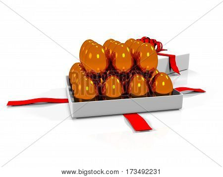 3d render Easter eggs in gift box