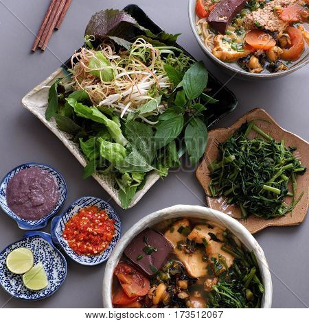 Vietnamese Food, Bun Rieu And Canh Bun