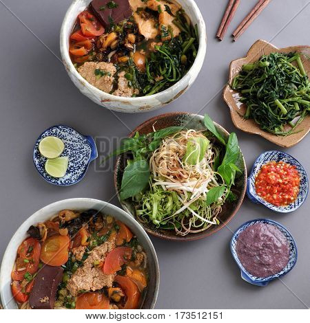 Vietnamese Food, Bun Rieu And Canh Bun