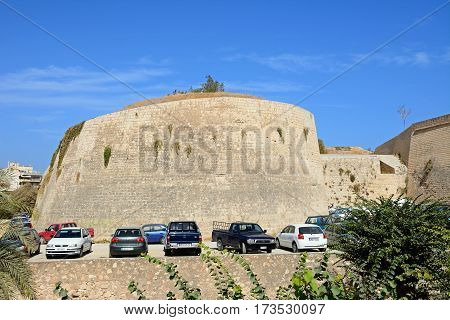 HERAKLION, CRETE - SEPTEMBER 19, 2016 - View of Bethlehem bastion which is part of the city defence wall Heraklion Crete Greece Europe, September 19, 2016.