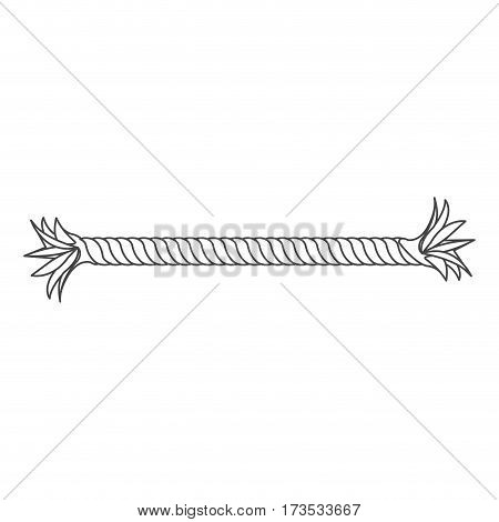 silhouette closeup broken Frayed rope piece icon vector illustration