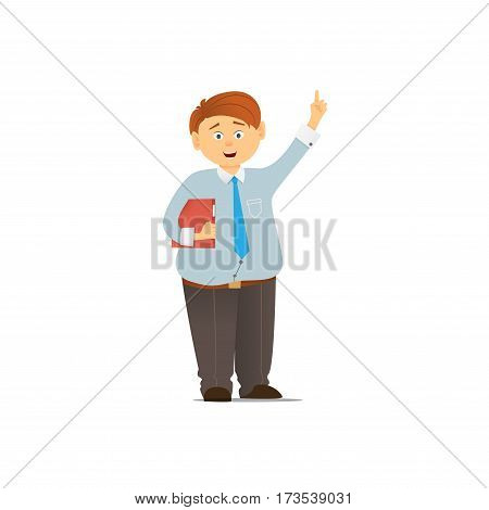 The young man in a tie. The accountant with the folder in a hand