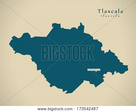 Modern Map - Tlaxcala Mexico Mx Illustration