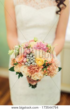 Wedding flowers and beautiful shoes decoration beauty wedding bride