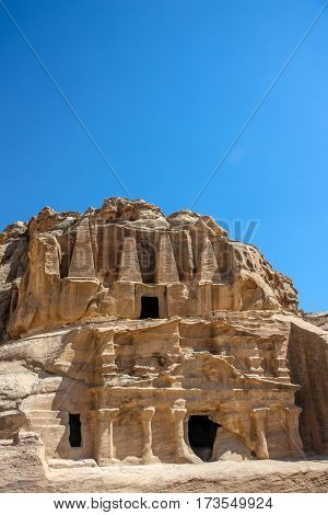 Scenic view Obelisk Tomb and the Triclinium in Petra, Jordan