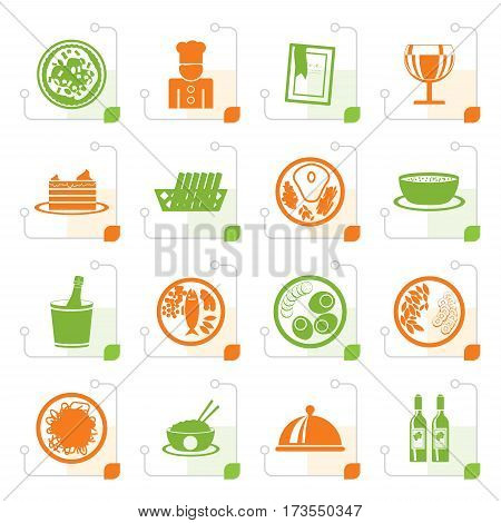 Stylized Restaurant, food and drink icons - vector icon set