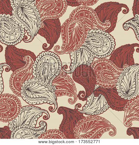 Vector flower paisley seamless pattern. Elegant texture for backgrounds.