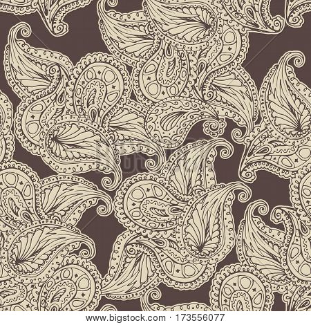 Vector flower paisley seamless pattern. Elegant texture for backgrounds.