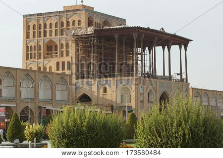 ISFAHAN, IRAN - OCTOBER 10, 2016: Ali Qapu Palace on Meydan-e Imam on October 10, 2016 in Isfahan, Iran.
