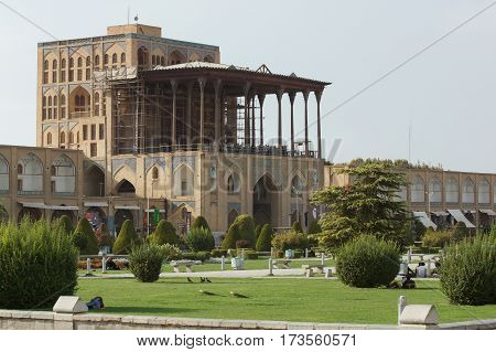 ISFAHAN, IRAN - OCTOBER 10, 2016: Ali Qapu Palace on Meydan-e Imam on October 10, 2016 in Isfahan, Iran.