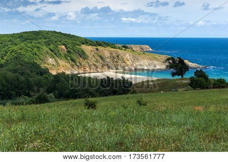 Seascape with beach at the mouth of the Veleka River, Sinemorets village, Burgas Region, Bulgaria