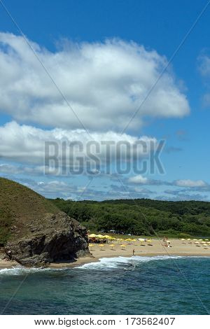 Seascape with beach at the mouth of the Veleka River, Sinemorets village, Burgas Region, Bulgaria