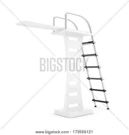 Swimming Pool Jump Board on a white background. 3d Rendering.
