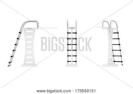 Swimming Pool Jump Board on a white background. 3d Rendering.