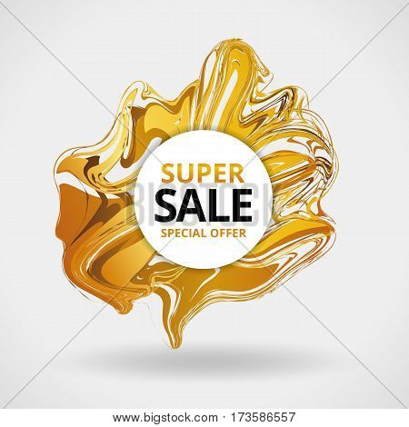 Gold sale background for flyer, poster, shopping for sale sign discount, marketing. Liquid gold selling, banner, web header. Marble golden background for text, type, quote. Gold blur background
