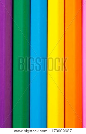 Row of the vertical Color pencils close up. Pencils without tips. Drawing and painting. Art and design. School and education.