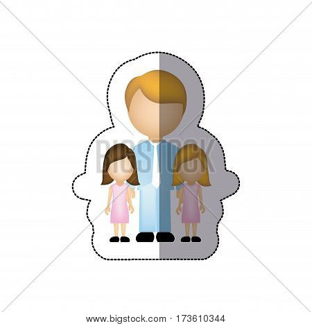 color man her girls twins icon, vector illustraction design