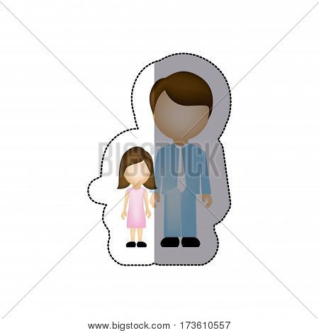 color man with her dougther icon, vector illustraction design
