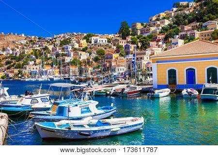 Colorful islands of Greece - beautiful Symi in Dodecanesse