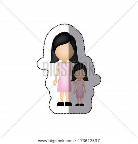 color woman with her daughter, vector illustraction design