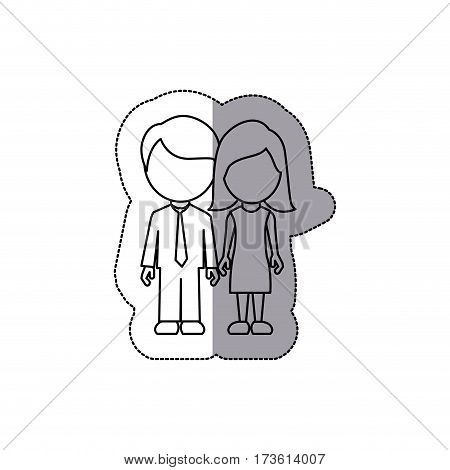 silhouette couple sticker icon, vector illustraction design