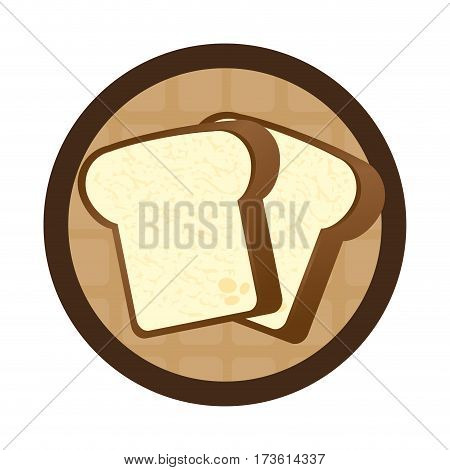 circular wooden border with slice of bread vector illustration
