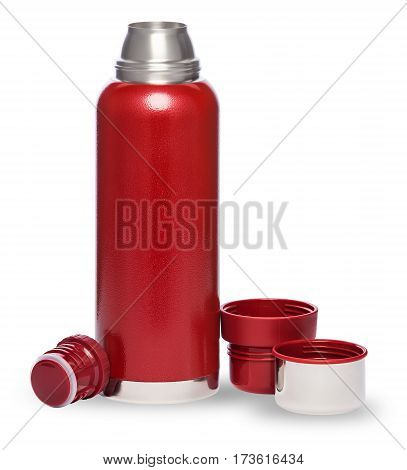 Thermo red bottle isolated on white background