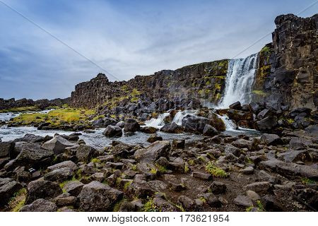 Oxarafoss in Thingvellir National Park in Iceland