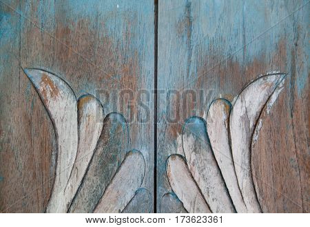 Carvings Vintage Style Floral on The Tree Seamless Pattern on Wooden Background Texture