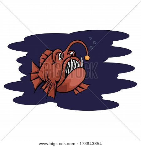 swimming angeler fish vector illustration in the water