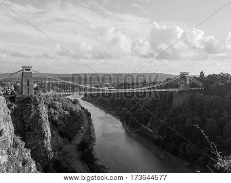 Clifton Suspension Bridge In Bristol In Black And White