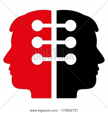 Dual Head Interface vector icon. Flat bicolor intensive red and black symbol. Pictogram is isolated on a white background. Designed for web and software interfaces.