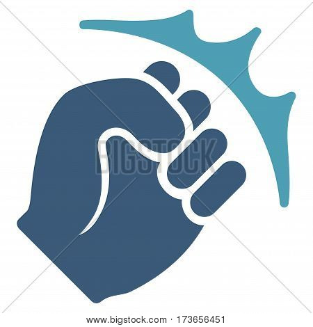 Fist Strike vector icon. Flat bicolor cyan and blue symbol. Pictogram is isolated on a white background. Designed for web and software interfaces.