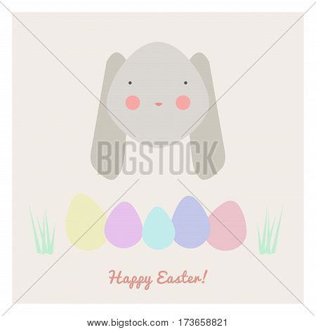 Vector illustration of Easter with rabbit and eggs.