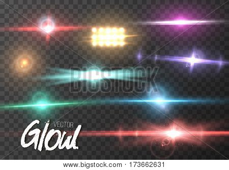 Illustration of Vector Lens Flare Effect. Transparent Vector Glow Lens Flare Ray Effect. Vector EPS10 Bright Sunflare Explosion Template