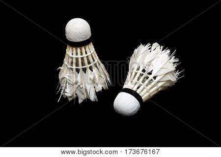 Bad condition badminton ball isolated on white background