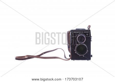Kyiv, Ukraine - July 12, 2015:  A Vintage Camera Isolated.