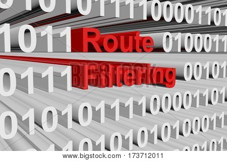 route filtering in the form of binary code, 3D illustration