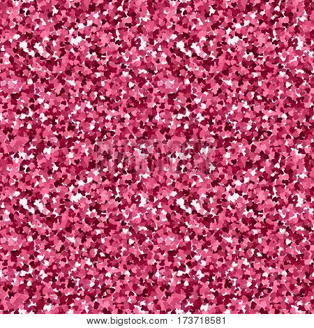 Glitter texture hand painted pink heart seamless pattern. Vector abstract illustration, eps10. Design romantic card for valentine s day. Metallic wallpaper. Decorative brilliance banner.