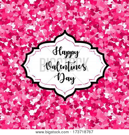 Glitter texture hand painted pink heart seamless pattern. Vector abstract illustration, eps10. Design romantic card for valentine s day. Metallic wallpaper. Decorative brilliance banner.