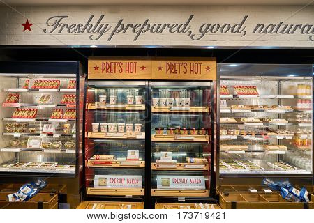 HONG KONG - CIRCA NOVEMBER, 2016: Pret a Manger in Hong Kong. Pret a Manger is a sandwich shop chain based in the United Kingdom.